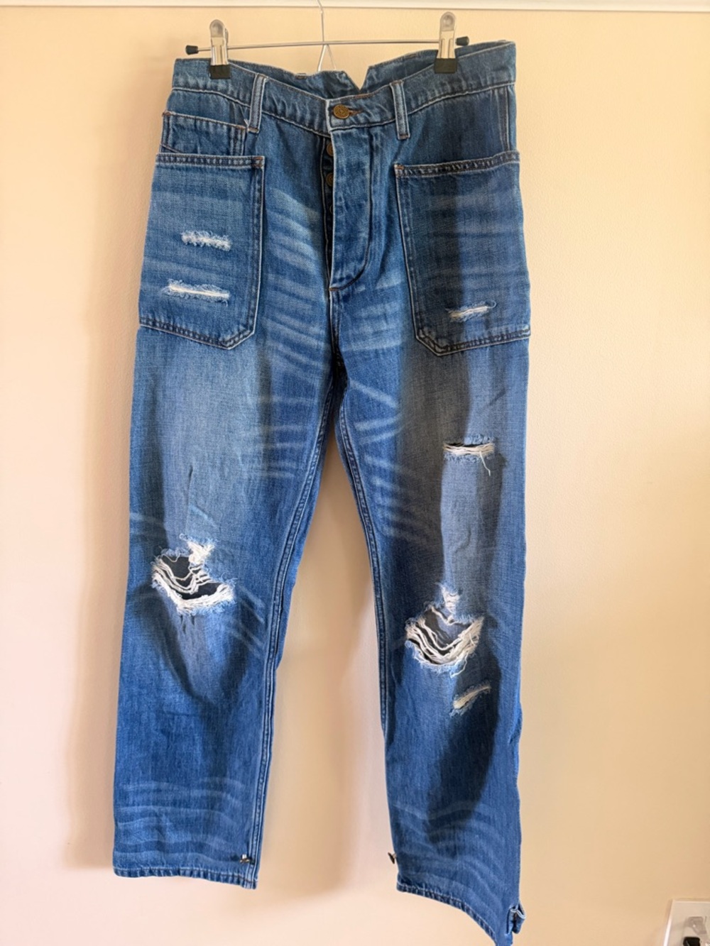 Free People x Sandrine Rose LA Jeans: Relaxed Distressed Blue Women's Jeans